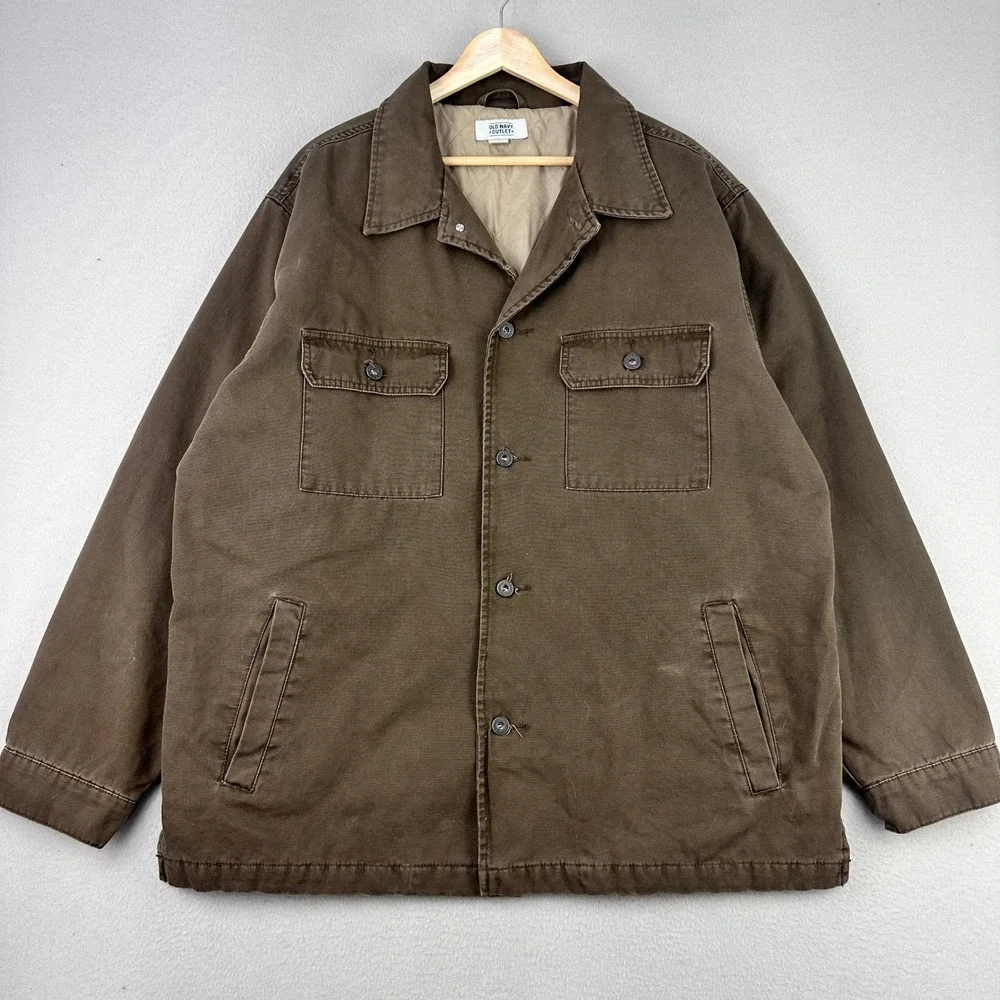 Vintage Old Navy Barn Jacket Mens Large‎ Brown Canvas Workwear Y2K Oversized